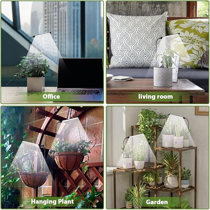 Grow Light 2 Pack, 6000K Full Spectrum Gooseneck Growing Lamp for Indoor Pot Plants Bonsai/Plant/Houseplants, Dimmable & Auto Timer 4 8 12H