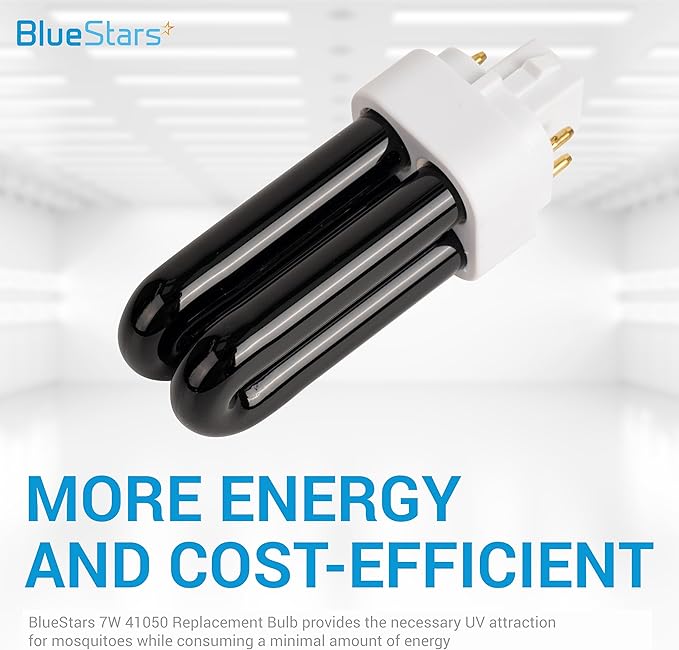 BlueStars Premium Quality 7W 41050 Replacement UV Light Bulbs for Indoor DynaTrap Models DT1050 DT1100 DT1210 DT1250 DT1260-4 Pin Base, 1/2 Acre - Pack of 4