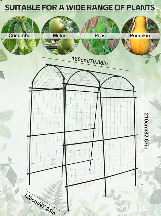 7FT Garden Arch Trellis for Climbing Plants Outdoor, Kalolary Extra Large Garden Tunnel Trellises Metal Cucumber Trellis Indoor for Climbing Vines Vegetable Garden Squash Arbors Plant Support
