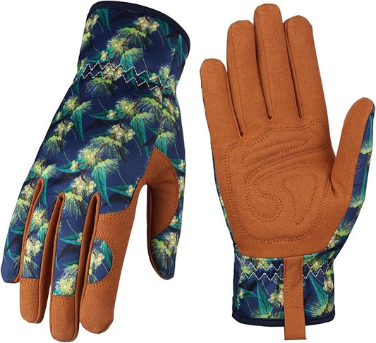 Bamllum Leather Gardening Gloves for Women - Working Gloves for Weeding, Digging, Planting, Raking and Pruning
