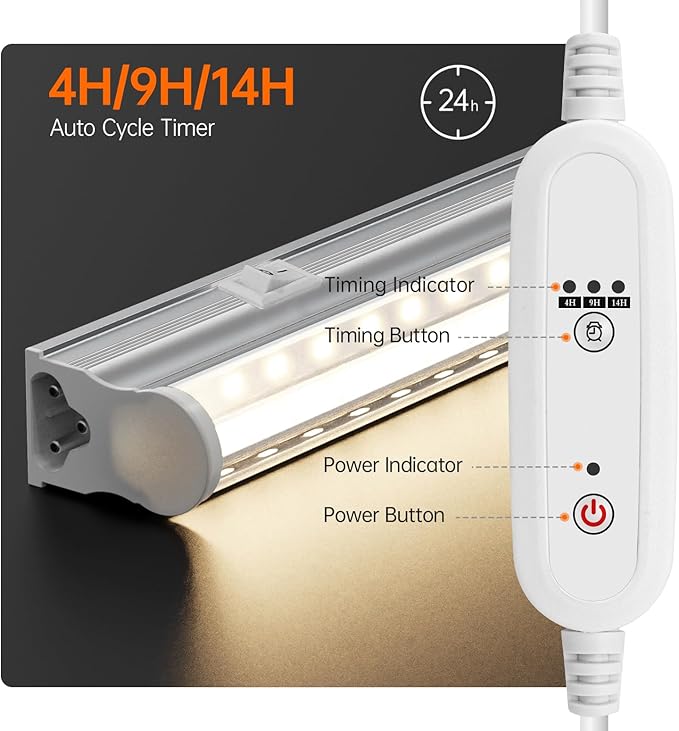 Plant Shelf with Grow Light with Timer, Tall Plant Stand with Adjustable Rack and Wheels, 6 Pack T5 3FT Full Spectrum Grow Lights for Indoor Plants, Seed Starting, Seed Tray, 35.4"x13.8"x70.8"