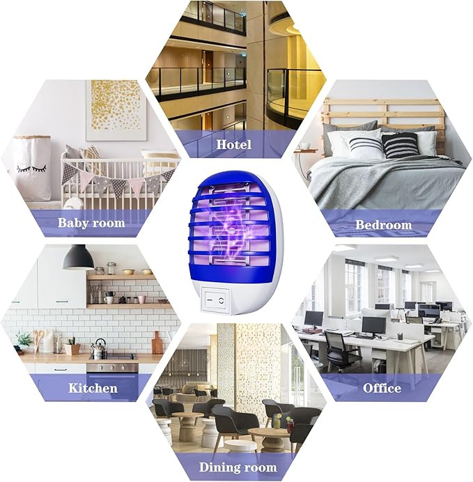 6 Pack Plug in Bug Zappers Indoor Flying Insect Trap, Electronic Mosquito Zappers Gnat Traps with LED Light for Patio, Bedroom, Kitchen, Office