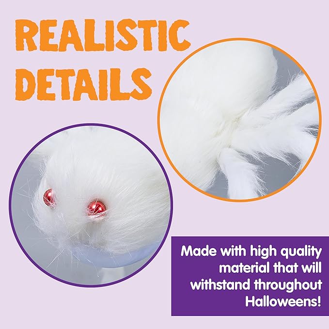 JOYIN Halloween Outdoor Decorations Giant Spider, Scary Large Spider Props for Yard Lawn Halloween Outside Decor and Indoor Party Decor, White (Standing Height is 15 inches)