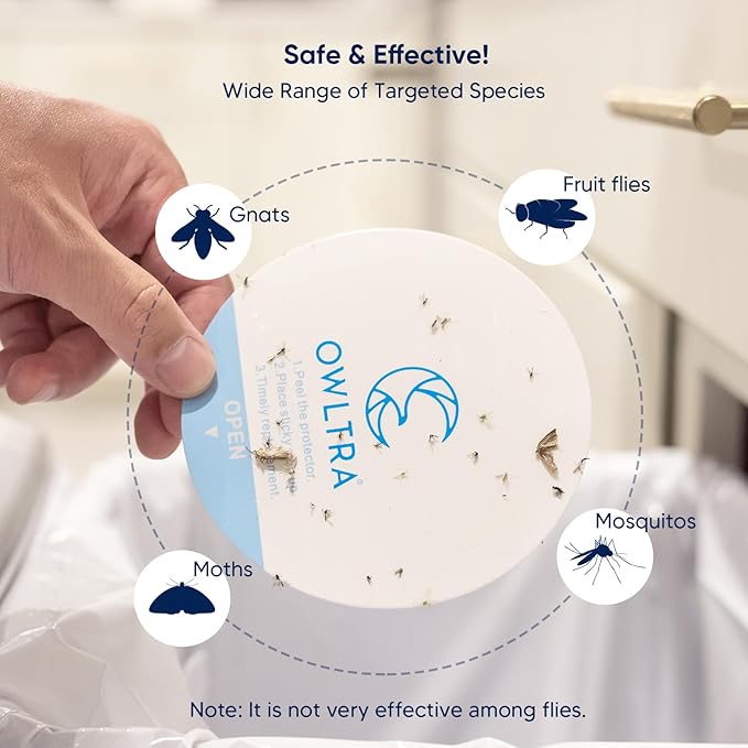 Original 10 Replacements Sticky Glue Pads Refills for OWLTRA IMT-L60 and IMT-L70 Indoor Electric Insect Trap, Catcher & Killer Lamp for Fruit Flies, Mosquitos, Moths, Gnats, and More