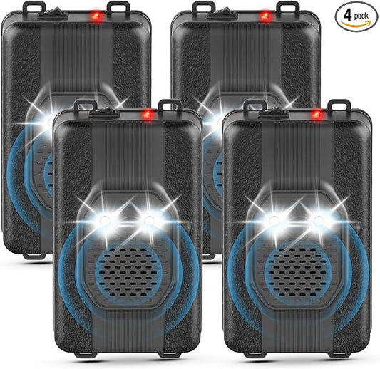 4 Pack Rodent Repellent for Car Engines, Mouse Repellent Ultrasonic Plug-in, Battery Operated Car Rodent Deterrent Under Hood, Keep Mice Rat Squirrel Out of Car, Attic, Garage, Barn, Indoor, Outdoor