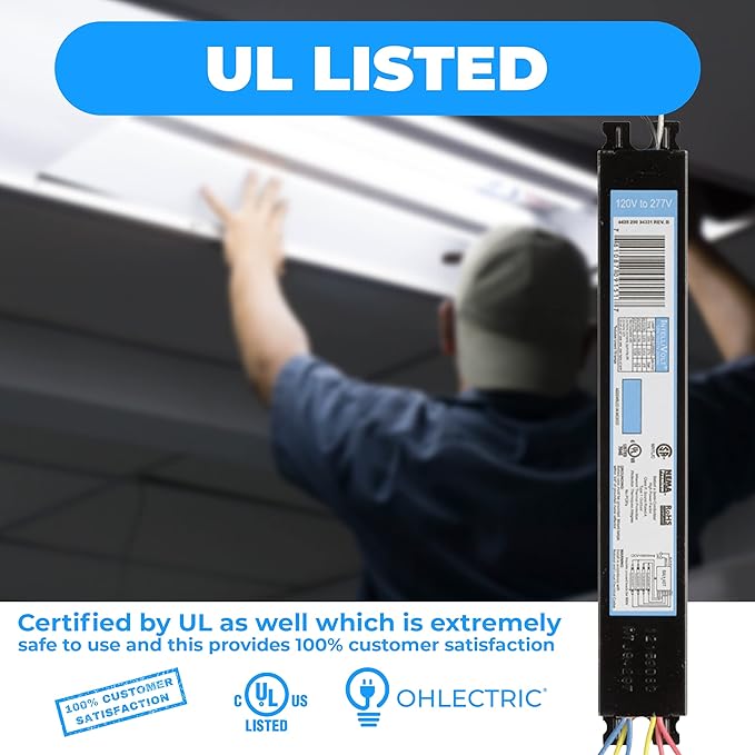 OHLECTRIC Replacement for ICN-4P32-SC 3 & 4 Lamp T8 Fluorescent Electronic Ballast - Standard and Energy Efficient Ballasts - 120-277 Volt - Instant Start - UL Approved - OL-45323