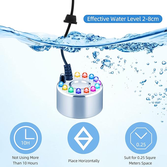 Yaomiao 4 Piece Halloween Mist Maker Fogger Small Ultrasonic Fog Machine Fountain Mister Fogger Water Garden Pond Foggers Air Humidifier with 12 LED Light Flashes for Halloween (Black and Silver)