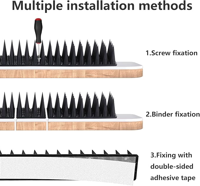 Bird Spikes, 20 Packs Bird Deterrent, Raccoon for Outdoor Repelling Reptiles, Squirrel Spikes for Fences and Roofs to Keep Birds Away（18.7Feet）
