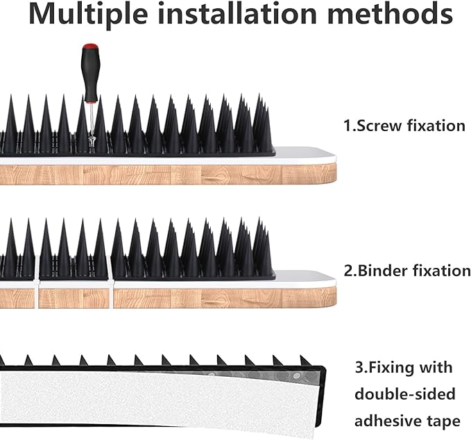 Bird Spikes, 30 Pack Bird Deterrent for Outside, Pigeon Spikes for Raccoon Squirrel Cats Bird Deterrent Spikes for Fences and Roofs to Keep Birds Away(28Feet)