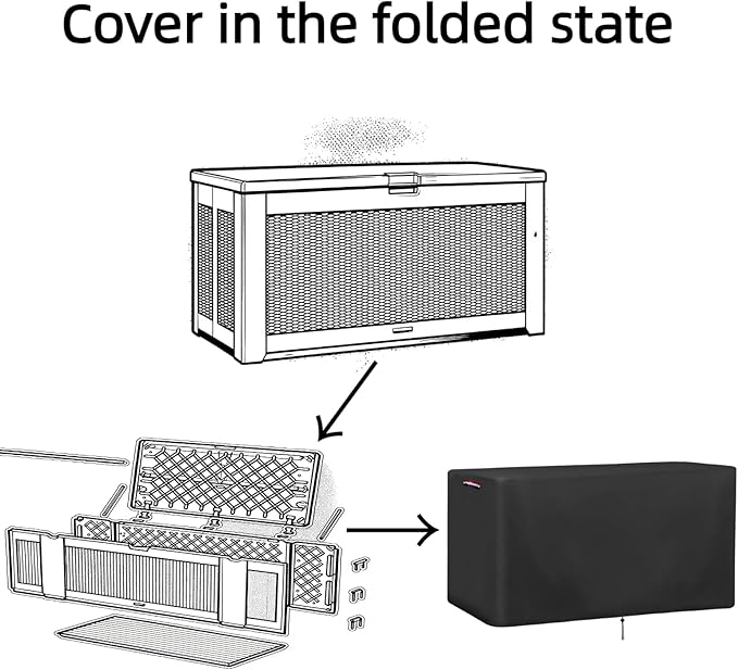 Outdoor Storage Deck Box Cover, Waterproof Outdoor Storage Container Covers 113 Gal ,Heavy Duty Patio Storage Bench Cover for Patio Furniture,59"W x 15"D x 31.5"H