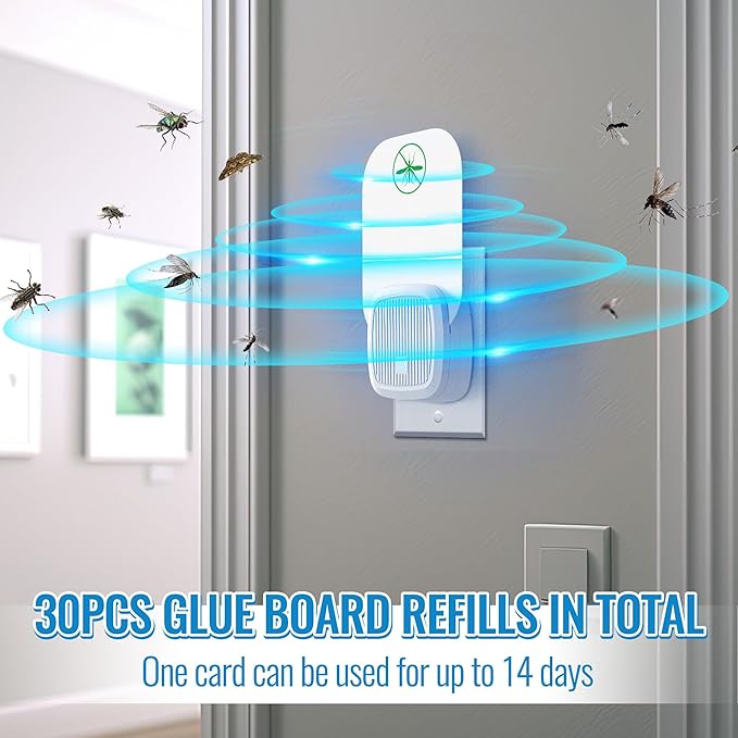 Qualirey 30 Pack Flying Insect Trap Refill Compatible with VEYOFLY Fly Trap VF01, Glue Board Bug Catcher, Replacement Sticky Glue Cards for Insect Bug Mosquito Gnat Fruit Fly Traps Indoors (Classic)