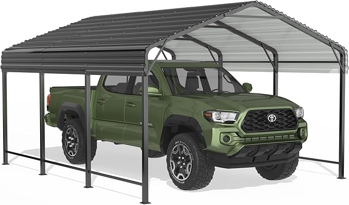 10x15 Metal Carport Carports with Enhanced Base Heavy Duty Garage Outdoor Galvanized Car Shelter for Car, Boats and Truck