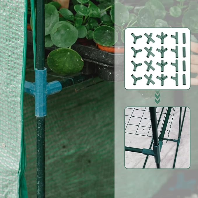 Yardwe 20Pcs Greenhouse Frame Connector, 5 Types Gardening Frame Pipe Fitting Plastic Joint Connectors for Stable Plant Support and Greenhouse Construction, 16mm