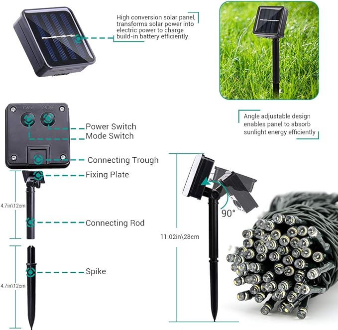 Joomer Solar Christmas Lights Outdoor, 4 Pack Total 156FT 400LED 8 Lighting Modes Solar String Light Waterproof Fairy Tree Lighted for Garden Yard Patio Christmas Decoration (Multicolor)