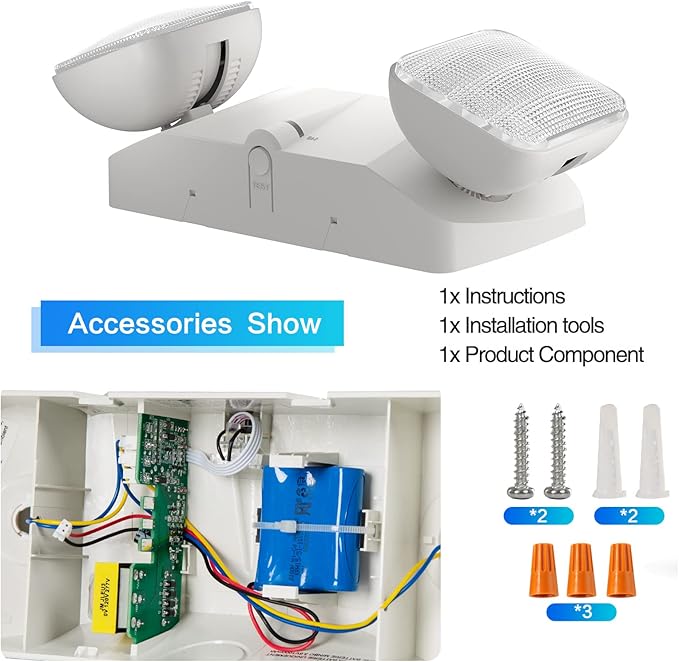 SPECTSUN 4 Packs LED Emergency Lights with Battery Backup, Two Head Adjustable Commercial Emergency Lights, UL Listed, AC 120/277V, Hardwired Emergency Exit Light Fixtures for Business/Home.
