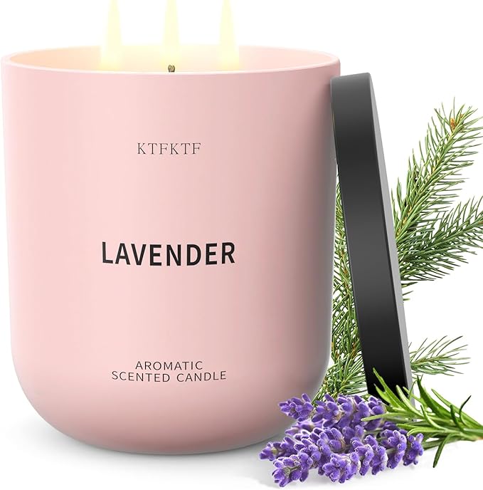 Lavender Scented Candle for Home, 14.1oz 80H Long Lasting Aromatherapy Candles for Sleep & Calm, Non-Toxic Essential Oil & Soy Wax | Floral Relaxation Fragrance