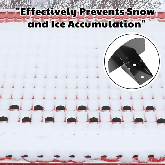 25 Pcs Snow Guards, Roofs Snow Guards, Stainless Steel Snow Stops, Prevent Sliding Ice Snow Stop Buildup with Adhesive Gasket and Screws for Metal Roofs Steel Roof Winter Supplies (Black)
