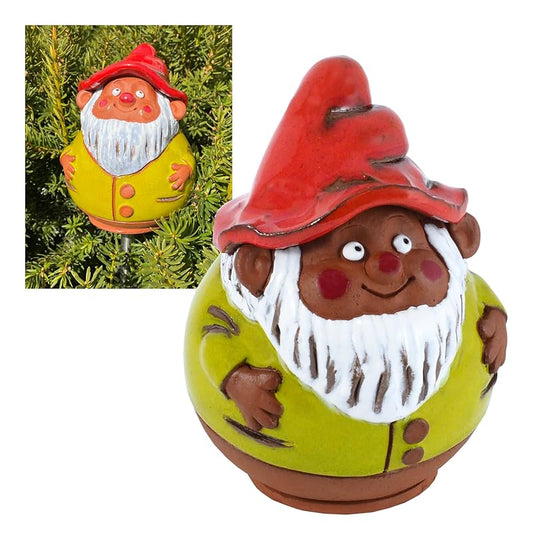 Ceramic Garden Decor - Gnome Lawn stake - Outdoor statue - Perfect, unique gifts for gardeners woman, men, yard gifts - Handmade, Frostproof