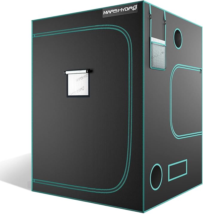 MARS HYDRO 5x5 Advanced Grow Tent, 60"x60"x80" High Reflective Mylar 1680D for Hydroponics Indoor Plant Growing, with Observation Window,Floor Tray and Smooth Zipper for TS3000/FC6500/FC-E6500/FC8000