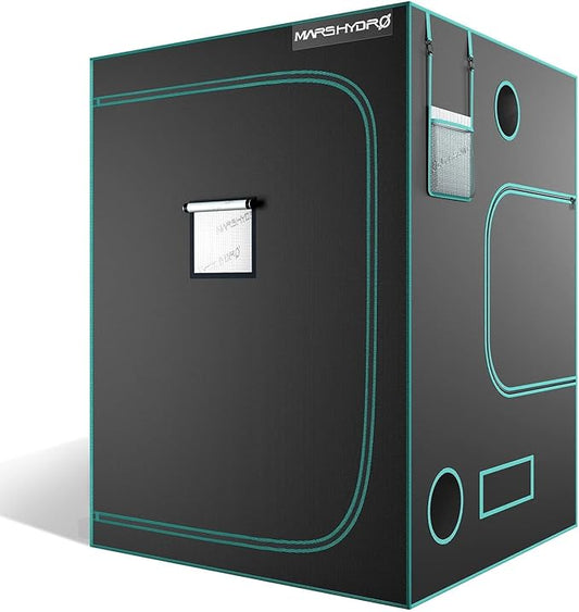 MARS HYDRO 5x5 Advanced Grow Tent, 60"x60"x80" High Reflective Mylar 1680D for Hydroponics Indoor Plant Growing, with Observation Window,Floor Tray and Smooth Zipper for TS3000/FC6500/FC-E6500/FC8000