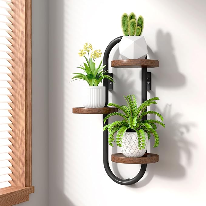 Wall Mounted Plant Stands Indoor Oval Plant Stand - 3 Tier Window Plant Shelf for Multiple Plants Space-Saving Corner Hanging Wall Stand for Small Spaces Planter Lover to Home Decor