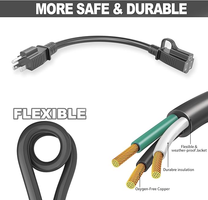 HUANCHAIN 10 ft (2pack) Indoor Outdoor Black Extension Cord Waterproof, 16/3 Gauge Flexible Cold-Resistant Appliance Cord Outside, 13A 1625W 16AWG SJTW, 3 Prong Heavy Duty Electric Cable, ETL