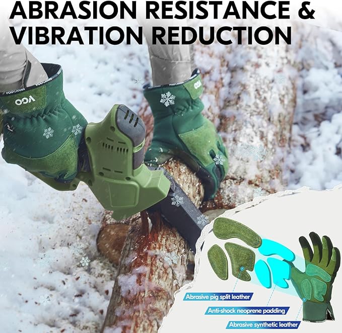 Vgo... Winter Gardening Gloves Women,Safety Work Gloves, Puncture-proof,Thornproof,Touchscreen(1 Pair,S,Green,SL7471FLWP)