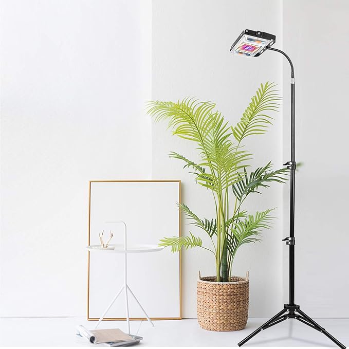 LBW Grow Light with Stand, Full Spectrum LED Floor Plant Light for Indoor Plants, Grow Lamp with On/Off Switch, Adjustable Tripod Stand 15-48 inches