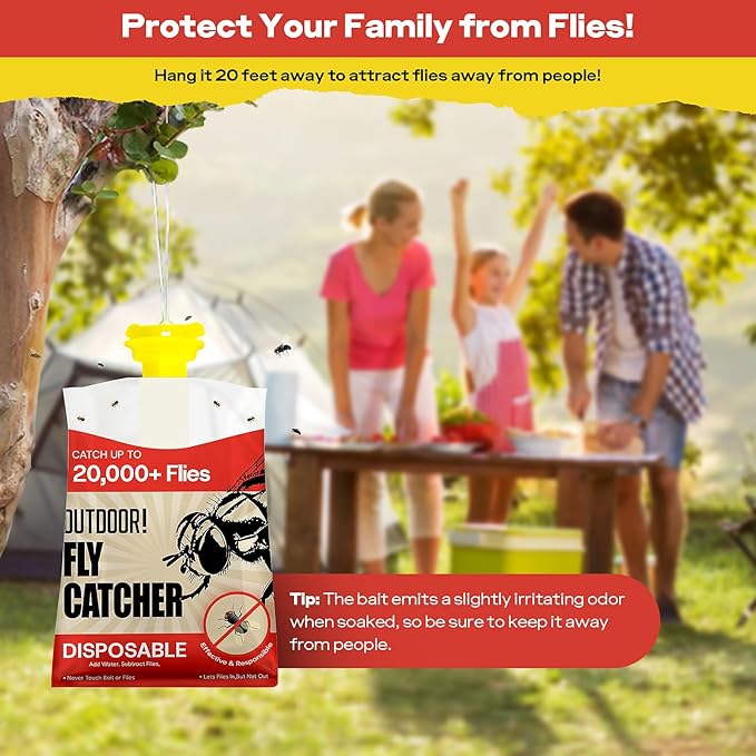 Fly Traps Outdoor Hanging with Natural Pre-Baited, Powerful Mosquito Repellent for Patio Disposable Fly Catcher, Fly Traps Outdoor - Controls Flies for Patio, Barns, Ranches (9 pcs)