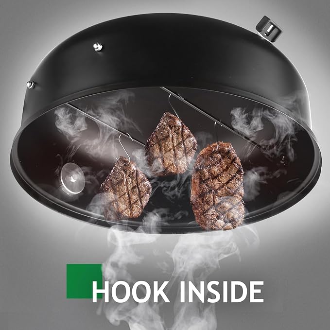 16 Inch Charcoal Smoker, 3-in-1 Meat Smoker Grill with Thermometer & Dual Cooking Racks Portable Outdoor BBQ Smoker with 2 Access Doors, Easy to Clean, for Backyard, Camping & Parties