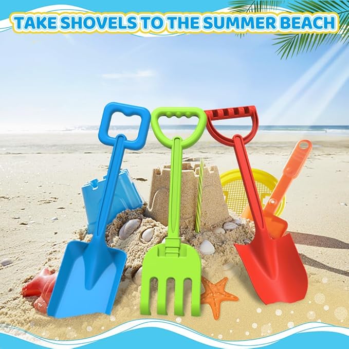 Dilabnba 16'' Beach Sand Shovels Spade Scoop Rake Tool for Kids Toddlers, Garden Snow Beach Sandbox Shovels Toy for Digging, Gift for Boys Girls- 3 PCS/Plastic