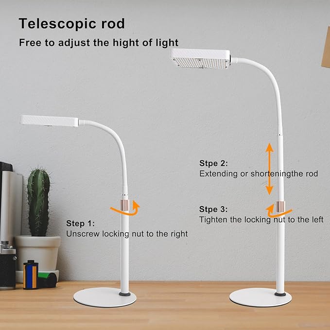 2Pack Desk Grow Light LED Full Spectrum UV IR, Veg Seed Starting Seedlings Bonsai Houseplant Plant Light, Table Top Grow Lights for Indoor Plants, 16"-24" Height Adjustable