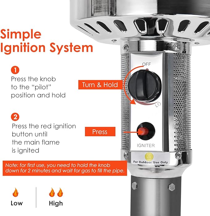 Giantex 50,000 BTU Propane Patio Heater for Outdoor Use, Heat Lamp With Wheels, Trip-over Protection & CSA Certified for Commercial and Household (Grey)