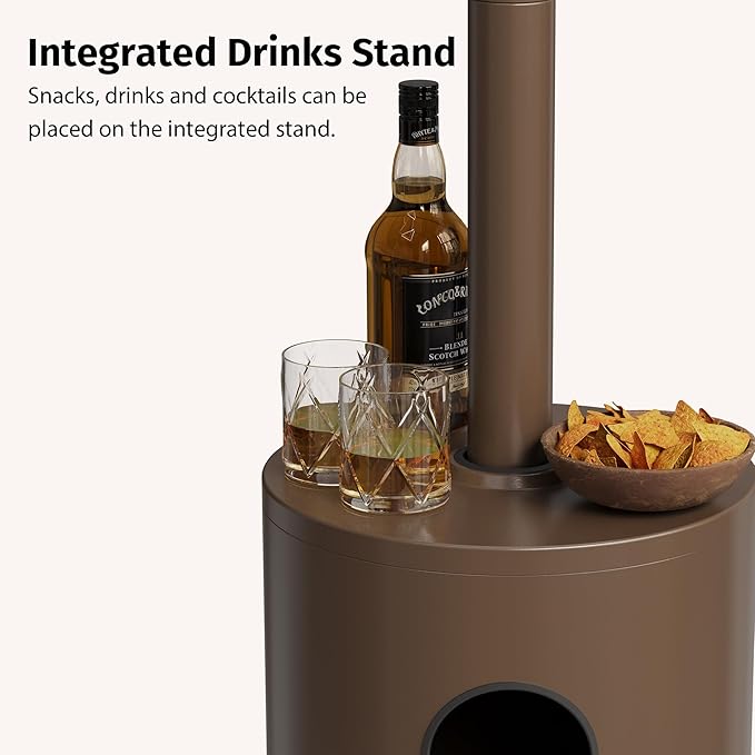 EAST OAK 55,000 BTU Propane Patio Heater with Round Table & Stainless Steel Burner, Outdoor Heater with Wheels, Ideal For Large Patios, Gardens, Outdoor Events, and Commercial Use, Bronze