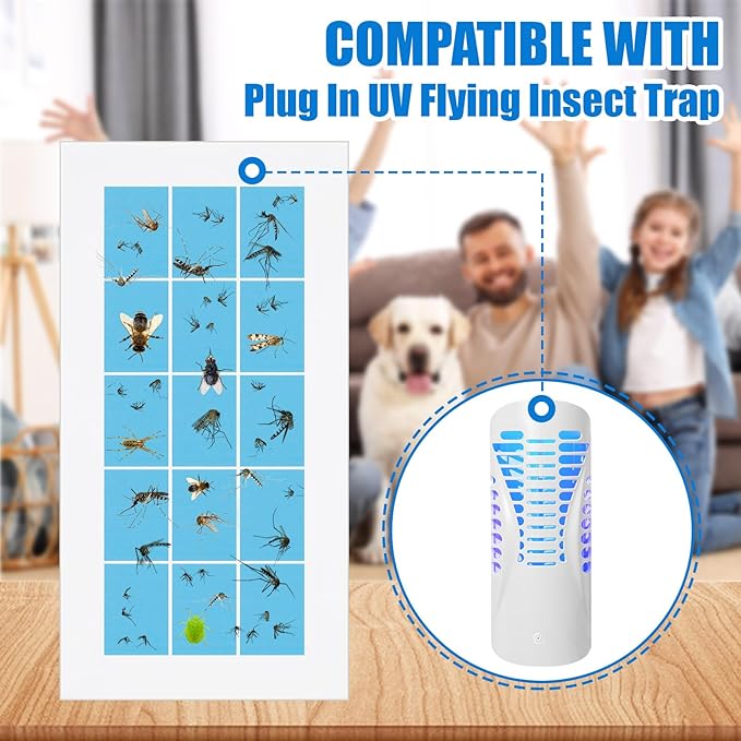 Qualirey 30 Pack UV Flying Insect Trap Refill Compatible with Shieldeck Sticky Card Plug Refill Replacement Glue Boards for Insect Bug Mosquito Gnat Indoors (No Device)