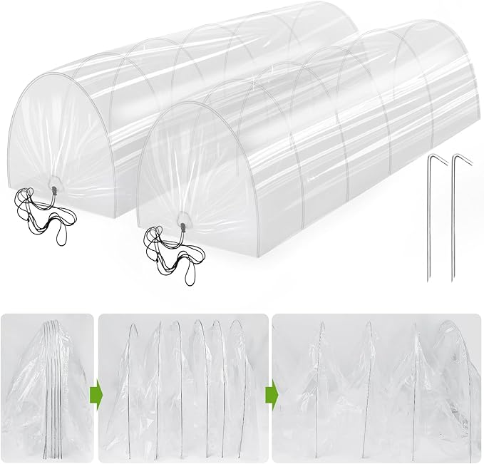 2 in 1 Mini Greenhouse Tunnel Greenhouses,Green Houses for Outside Garden Cloche Tunne Cover Garden Hoops Raised Beds,Outdoor Green House Kits to Build for Outside Winter (1)