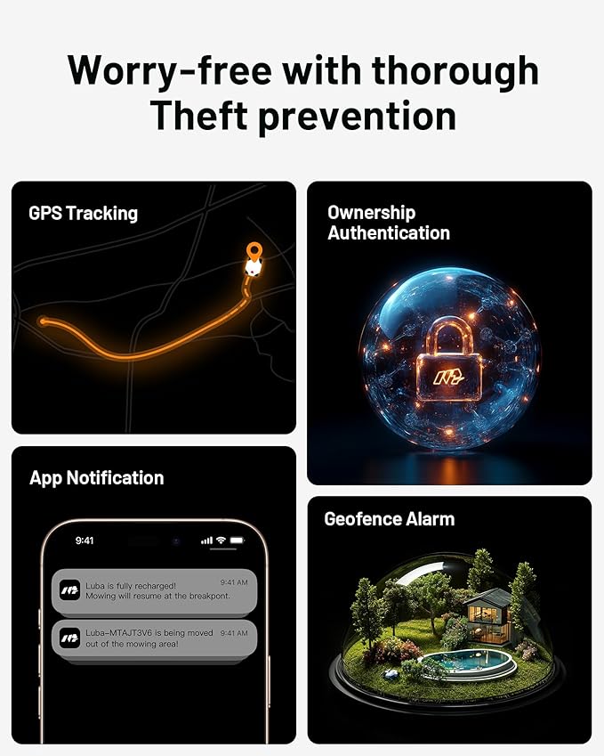 LUBA 2 AWD 3000HX Robot Lawn Mower with 4G, All-Wheel-Drive for 80% Slope, Perimeter Wire Free for 0.75 Acre, UltraSense AI Vision & RTK Auto-Mapping, 2.2"-4.0" Adjustable Cutting Height