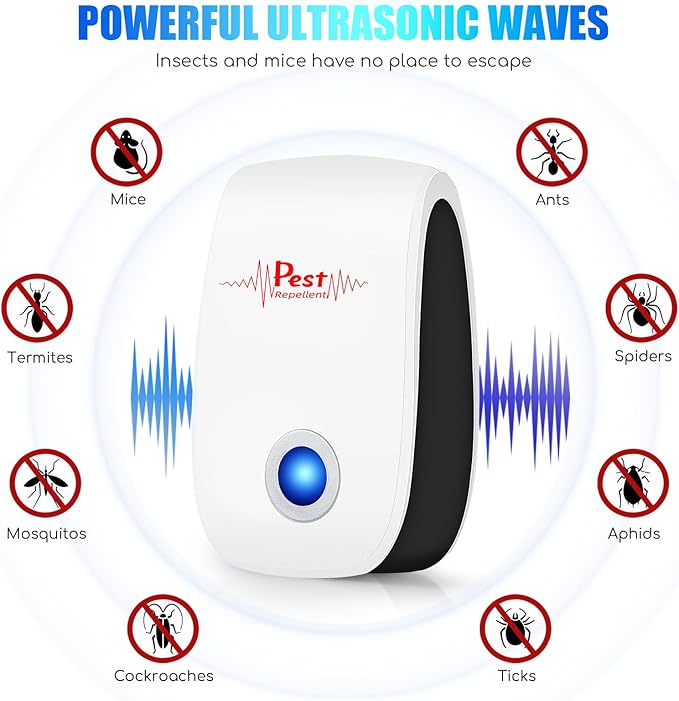 10 Packs 2025 Ultrasonic Pest & Insect Repeller Indoor, Rodent Mouse Repellent Ultrasonic Plug in, Repellent Control for Rodent, Mouse, Mice, Rat, Roach, Bugs, Mosquito, Spider, Ant