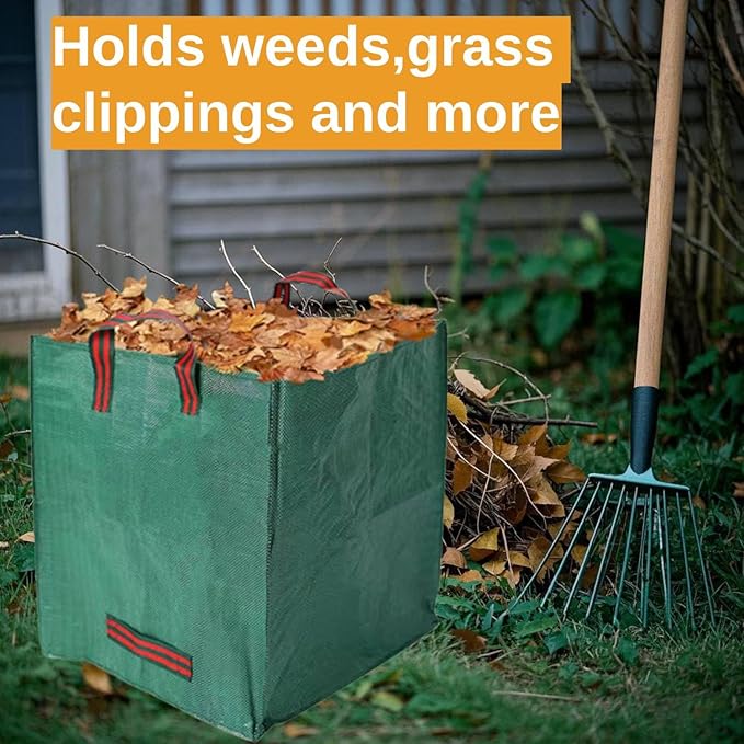 72-Gallon Leaf Bags (Pack of 2) - Reusable Yard Waste Bags with Reinforced Handles, Foldable & Portable for Lawn, Garden, Leaf Collection, and Home Yard Cleanup