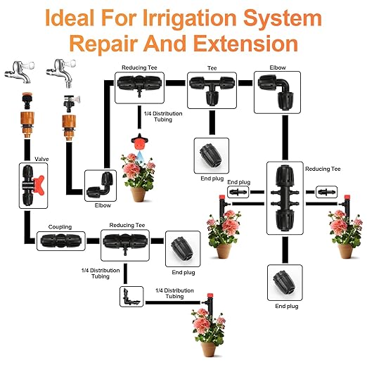Drip Irrigation Elbow Fittings, 12 Pieces 1/2'' Dripline Locked Barbed Elbow Connectors for 1/2 Inch Irrigation Tubing (1/2" ID x 0.640" OD) 90 Degree Corner for Garden Sprinkler Systems
