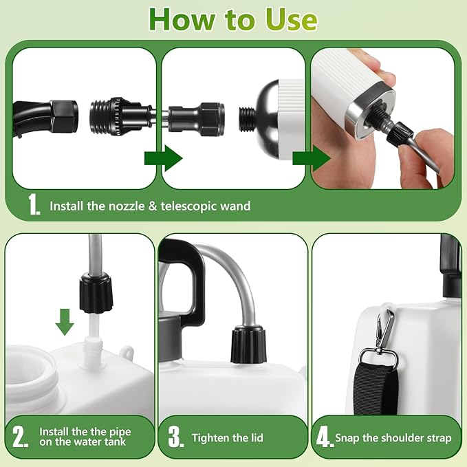 Electric Sprayer, Battery Powered Sprayer 8L/2 Gallon, with 3-Adjustable Nozzles, Retractable Wand, Rechargeable Handle & Adjustable Shoulder Strap, Suitable for Garden, Lawn & Cleaning.