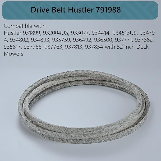 5/8 x 140.5'' Drive Belt 791988,Deck Belt for 931899 932004US 933077 934414 934513US 934794 934802 934893 935759 936492 936500 937771 937862,FITS Hustler Raptor with 52 inch Deck Belt (791988)