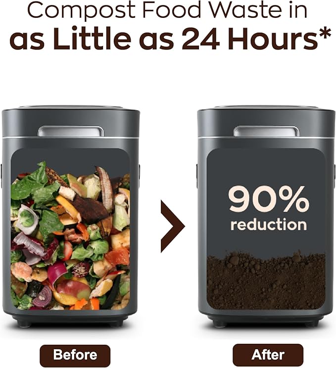 Prime Electric Composter - 14L Kitchen Composter, Decomposes Up to 2.2 lbs Food Waste Daily, Odorless Indoor Composting with Whisper-Quiet Technology & Rapid Decomposition (Silver)