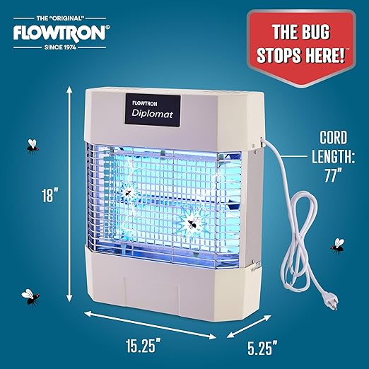 Flowtron Indoor Bug Zapper | Electric Fly & Insect Killer with 80W UV Light, Pheromone Lure Attractant, Shock Kill Grid & Reflector Panels | 1200 Sq Ft for Kitchen, Restaurant & Barn, UL Certified