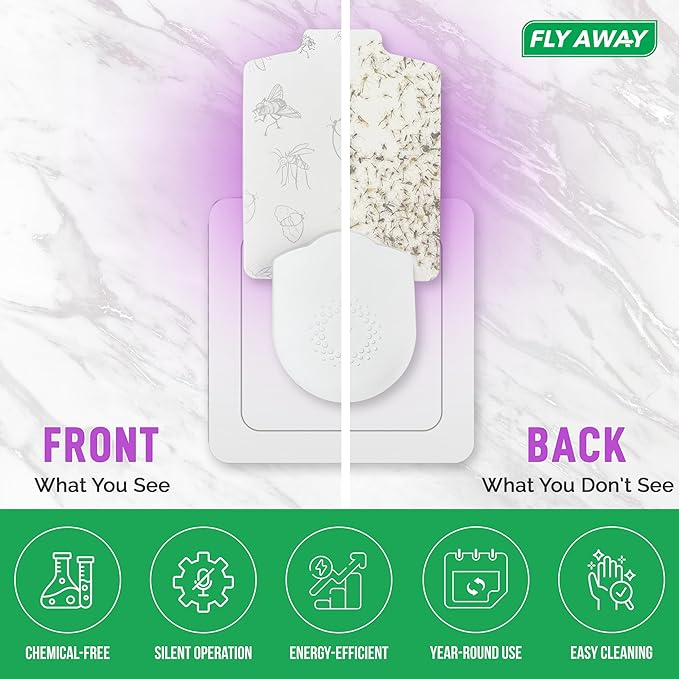 2 Pack UV Light Insect Trap with 6 Sticky Refills – Indoor Plug-in Bug Zapper for Fruit Flies, Gnats, Mosquitoes – Silent, Non-Toxic Pest Control – 395nm UV Light for Maximum Attraction