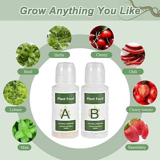 800ml Hydroponic Nutrients A&B for Aerogarden Plant Food Growth - Fertilizer for Indoor Hydroponics Garden & Growing Vegetables, Fruits, Flowers (800ml)