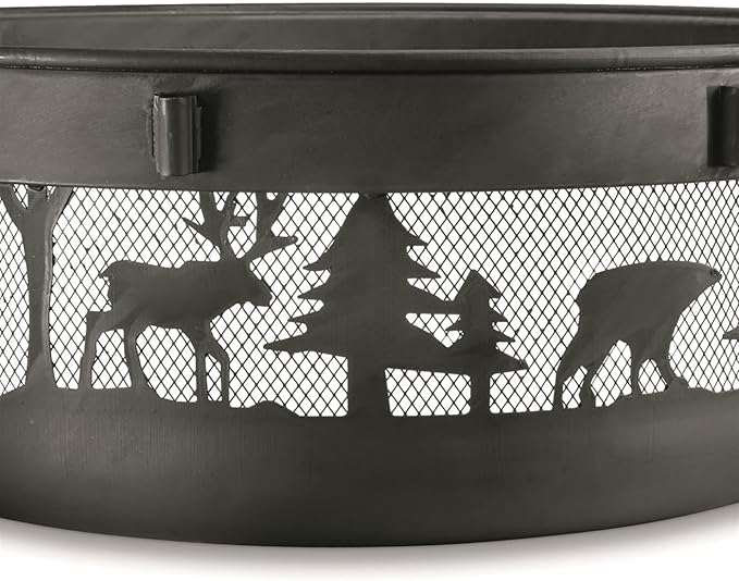 CASTLECREEK 47" Fire Pit BBQ Grill Outdoor Wood Burning Steel Log Firepit for Camping, Grilling, Smores, Yard, Cooking Outside, Barbecue, Bonfire Wilderness