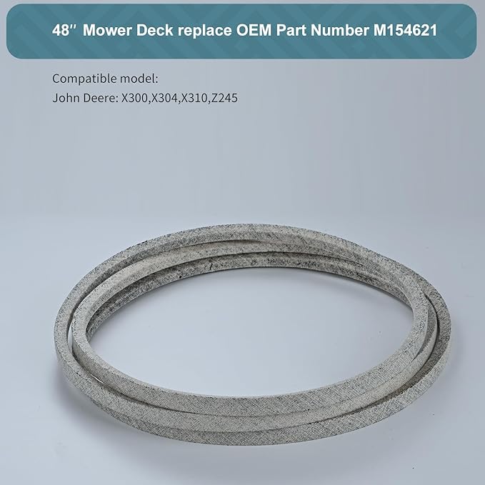 1/2 x 146'' Lawn Mower Belt M154621 Kevlar Lawn Mower Belt for John Deere X300 X304 X310 Z245 with 48 inch Mower Deck (M154621)