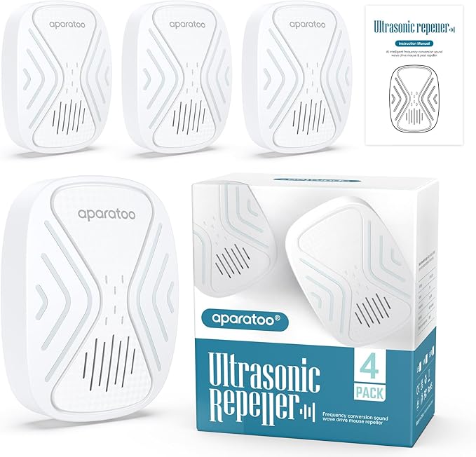 Indoor Bug Zapper, Insect Repellent Plug-in Electronic Pest Repellent, Mouse Deterrent Pest Repeller for Rodents, Cockroach, Mosquito, Spider, Bugs, 4 Packs, white03, ssd-01