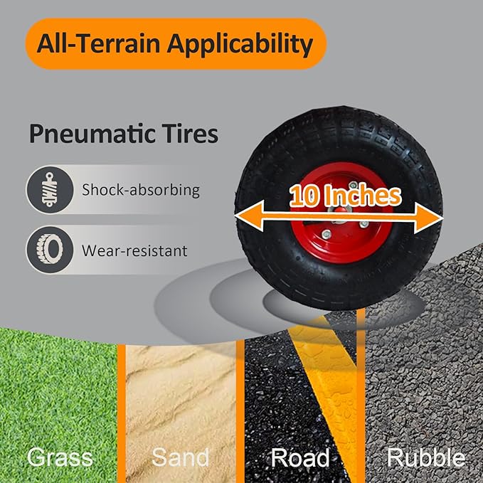 176 lb Kids Wagon Cart, 85L Large Capacity Durable Outdoor Tool Cart, Heavy Duty Cargo Wagon, Steel and Wooden Side with 10 Inch Inflatable Wheels, for Kids, Toys, Sport, Shopping (Red)